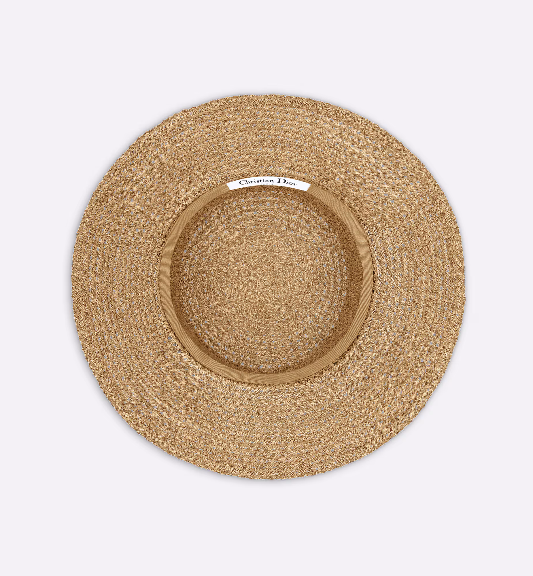 D-Bobby Large Brim Hat  Straw with Beige and Black Embroidered Band - Image 5