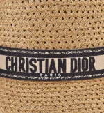 D-Bobby Large Brim Hat  Straw with Beige and Black Embroidered Band - Image 6