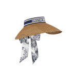 Dioriviera D-Ocean Visor with Mitzah  Straw with Navy Blue and White Embroidered Band