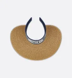 Dioriviera D-Ocean Visor with Mitzah  Straw with Navy Blue and White Embroidered Band - Image 6