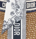 Dioriviera D-Ocean Visor with Mitzah  Straw with Navy Blue and White Embroidered Band - Image 8