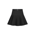 Pleated Miniskirt  Black Cotton Gabardine