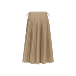 Pleated Mid-Length Skirt  Beige Cotton Gabardine