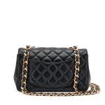 Black Quilted Lambskin Mini Rectangular Coco Charms Flap Bag - Image 3