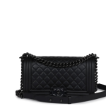 Medium Boy Bag SO Black Calfskin Black Hardware