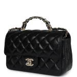 Mini Rectangular Crystal Top Handle Flap Bag - Image 2