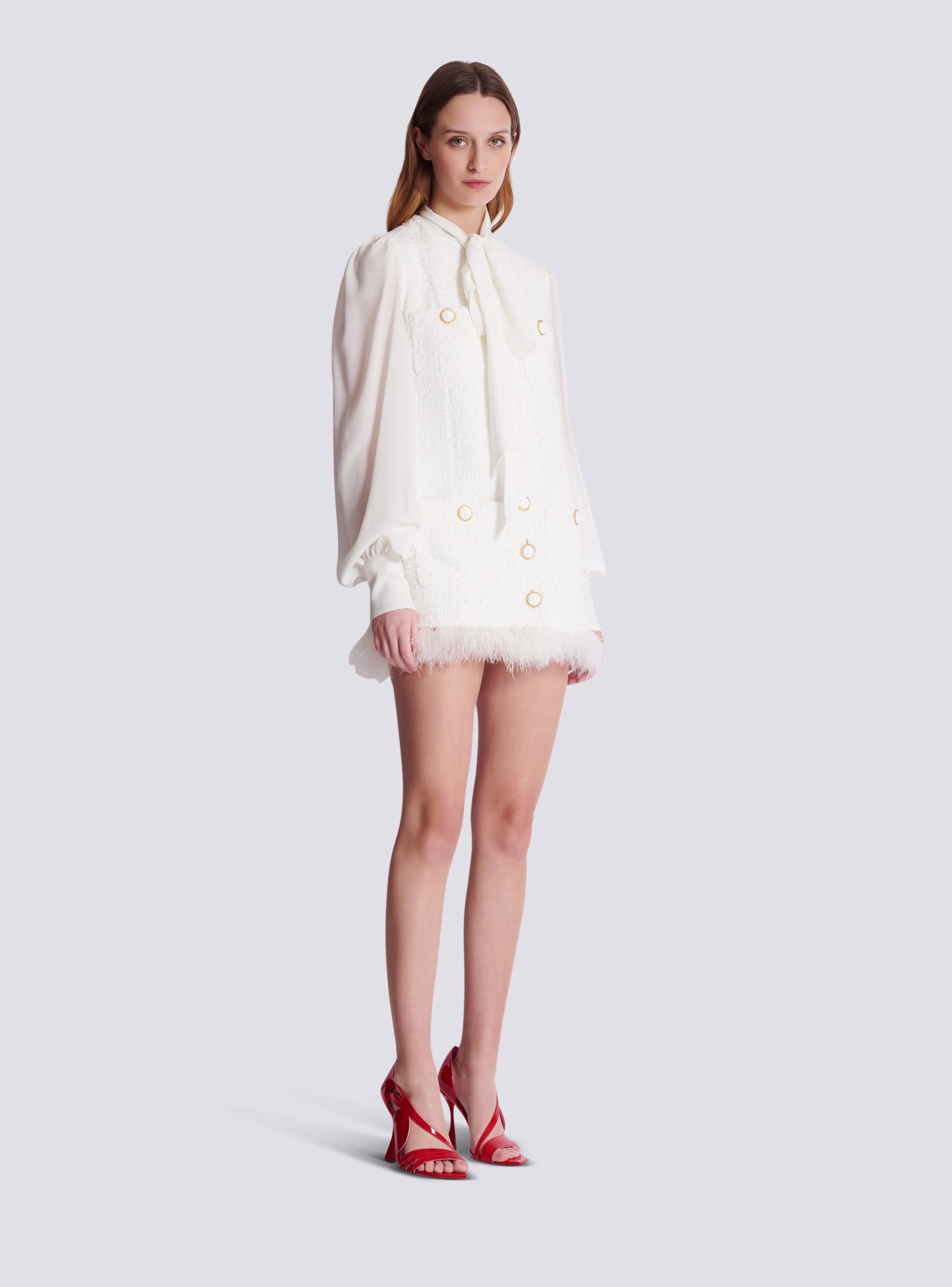 Tweed Dress with Pussy-bow Collar - Image 3